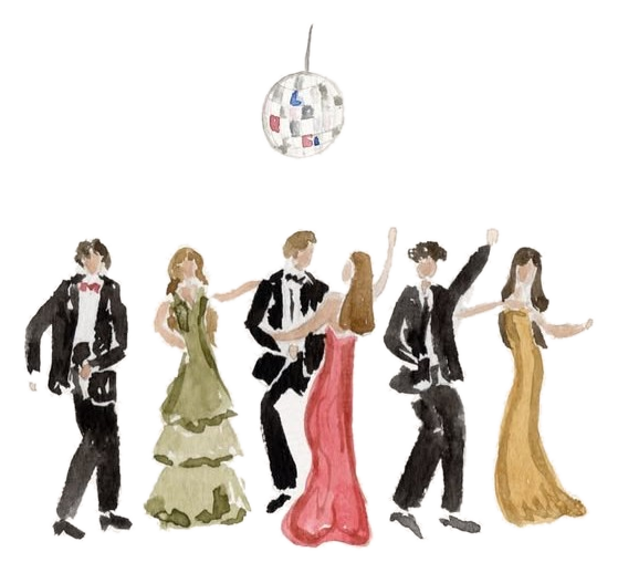 Ilustración de gente bailando en la fiesta
